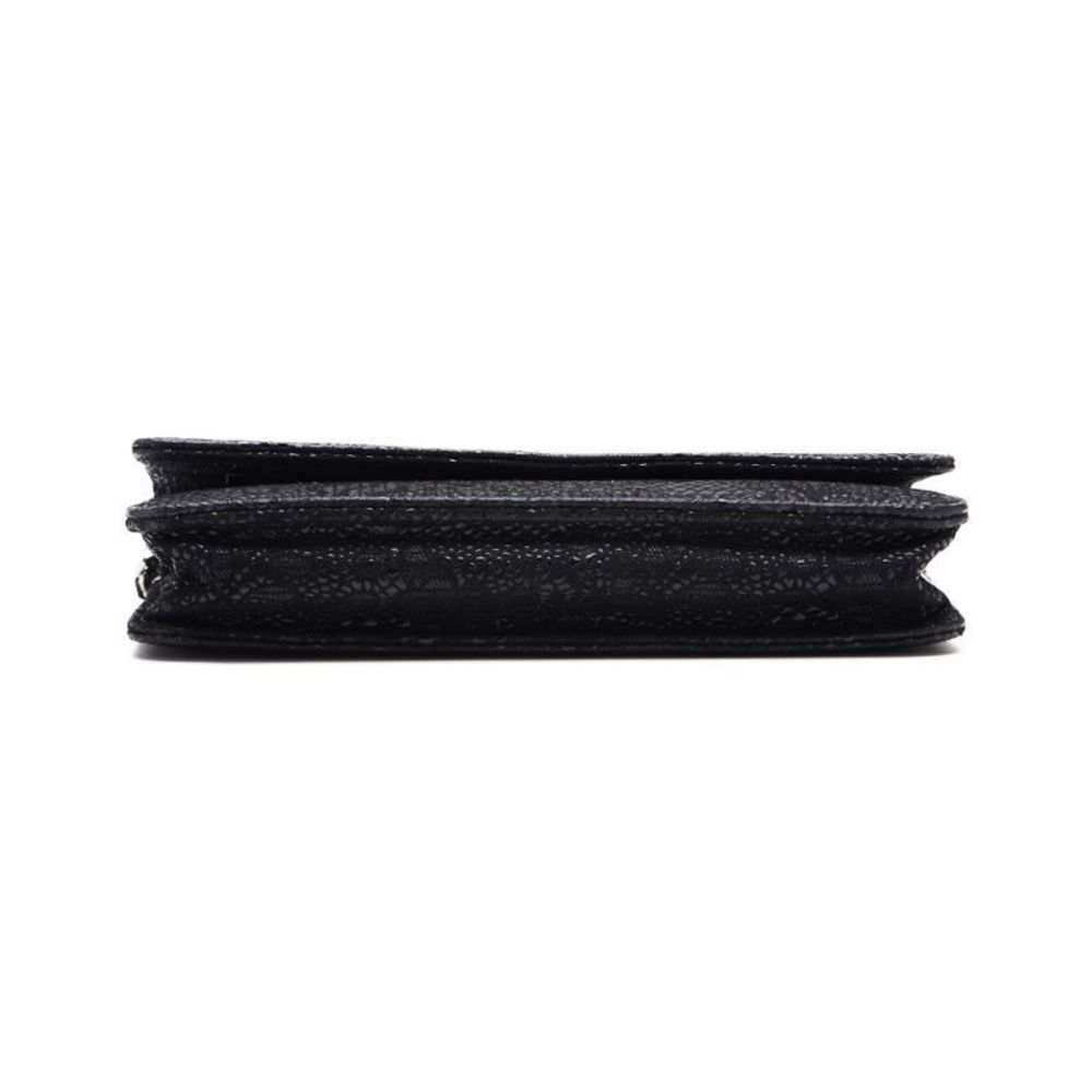 Chanel Floral Pattern Chain Wallet Leather Black - Picture 3 of 6